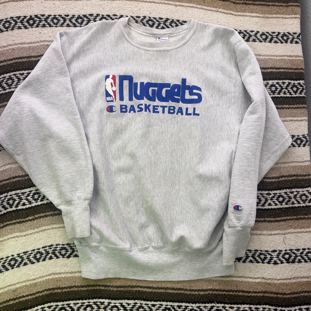 Vintage 90's Champion Reverse Weave Denver Nuggets NBA Crewneck Sweatshirt Sz XL